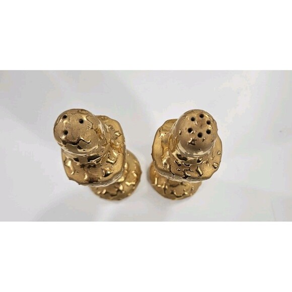 Vtg Savoy Weeping Gold Mid Century Modern MCM Vase Plus Salt and Pepper Shakers - Picture 4 of 14